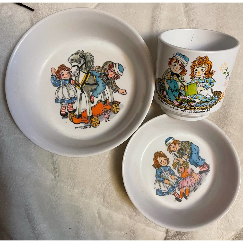 Vintage Raggedy Anne and Andy Dish Set